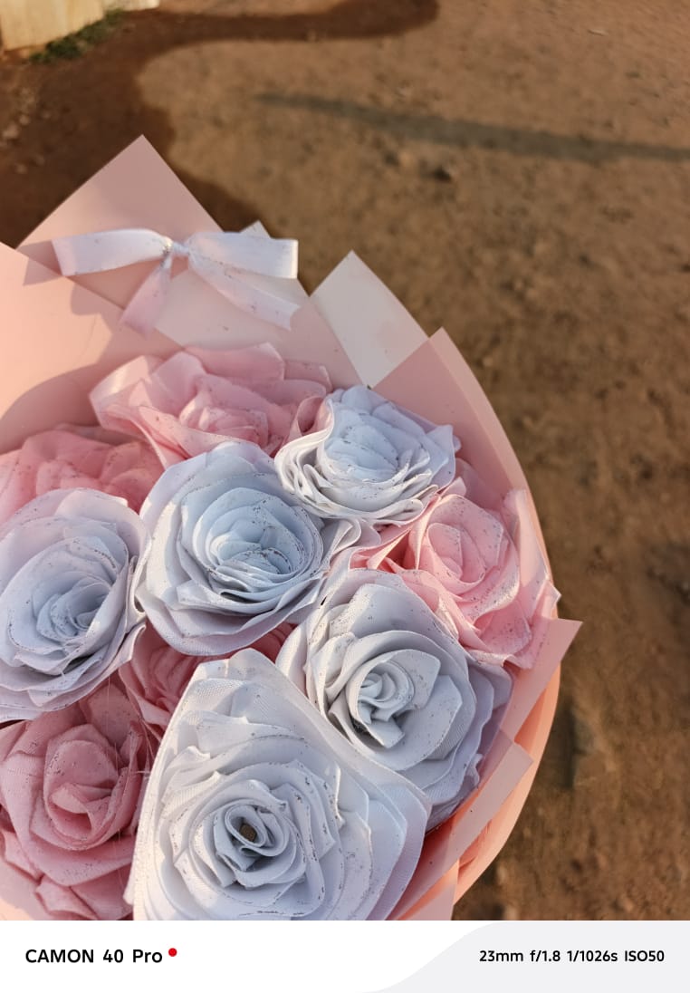 Softly Yours pink and white rose bouquet